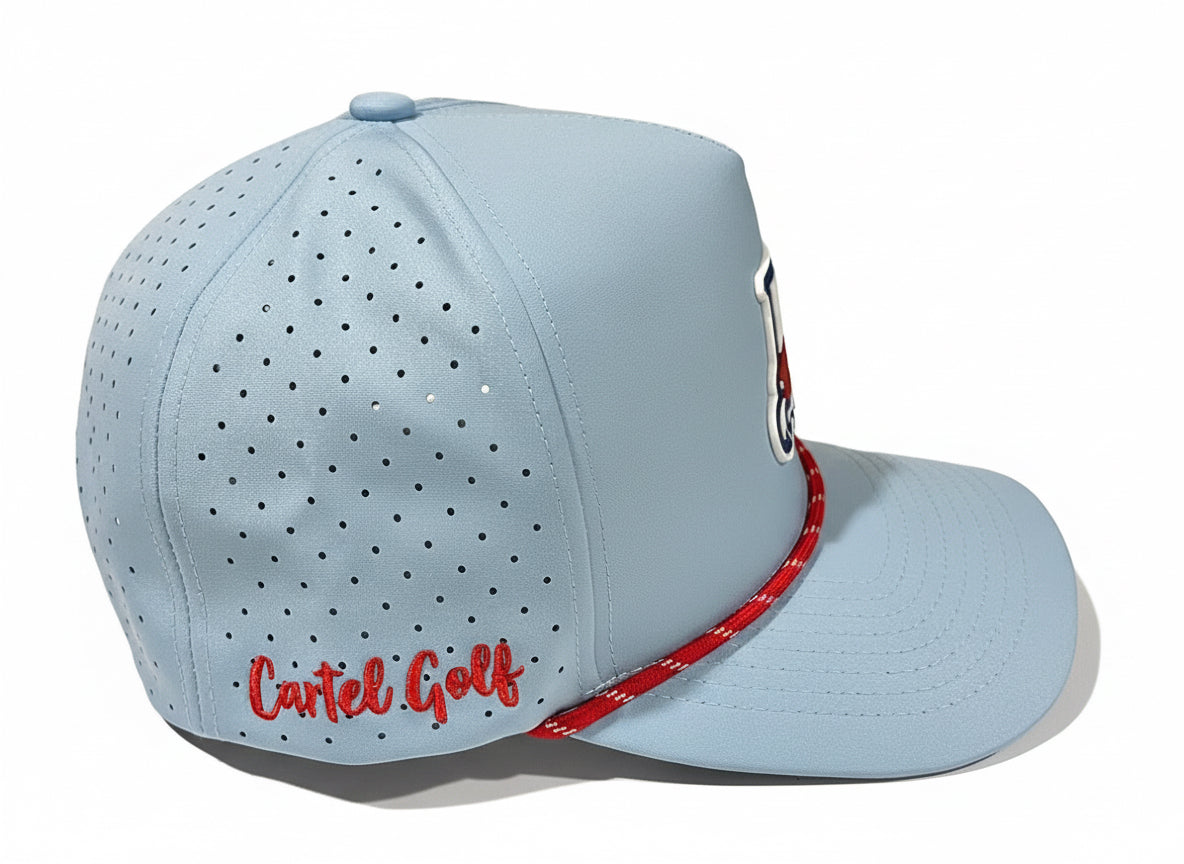 Baby Blue Rope Hat w/Rubber USA Themed Cart