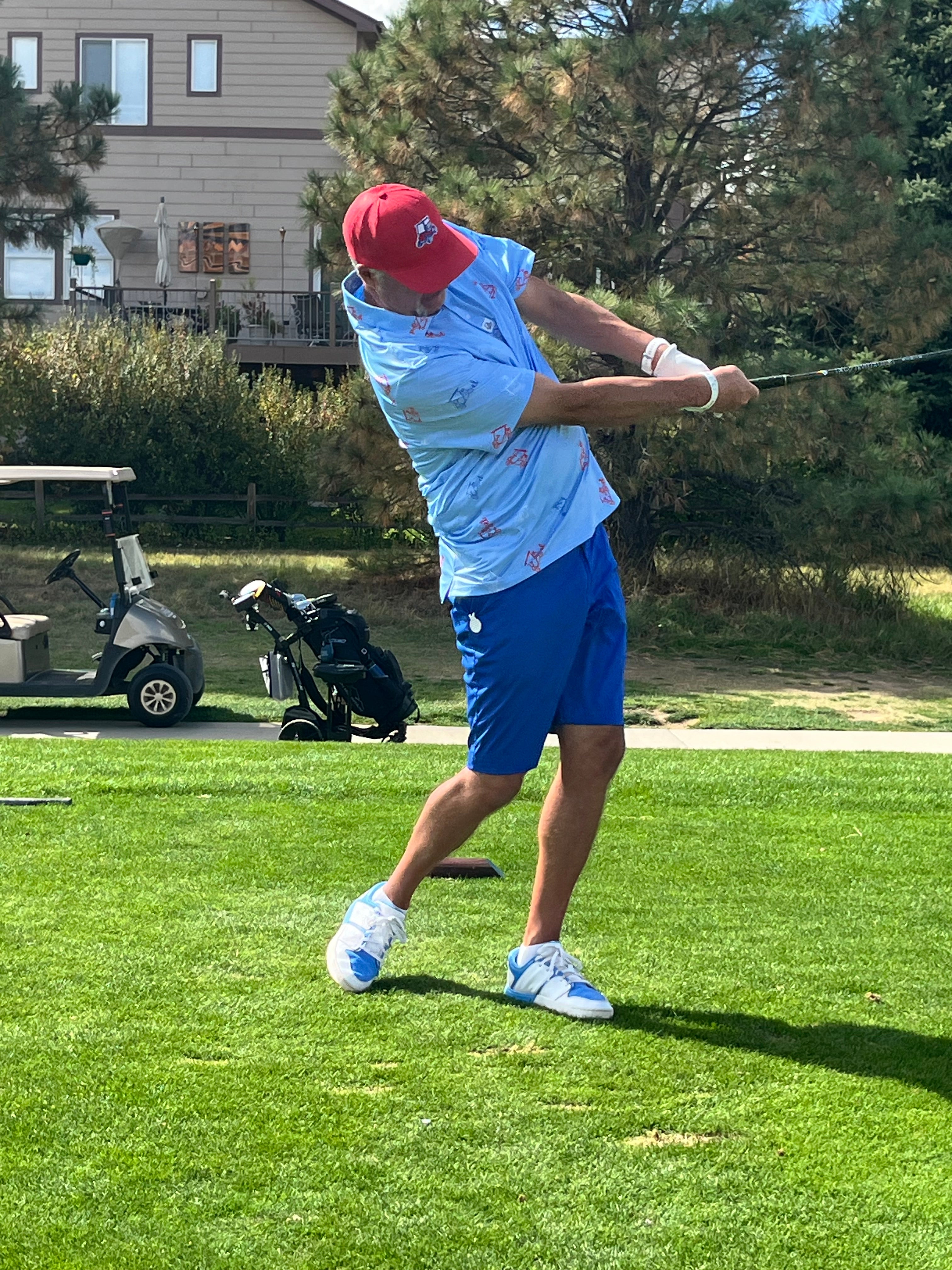 "Red/White/Blue" Baby Blue Polo