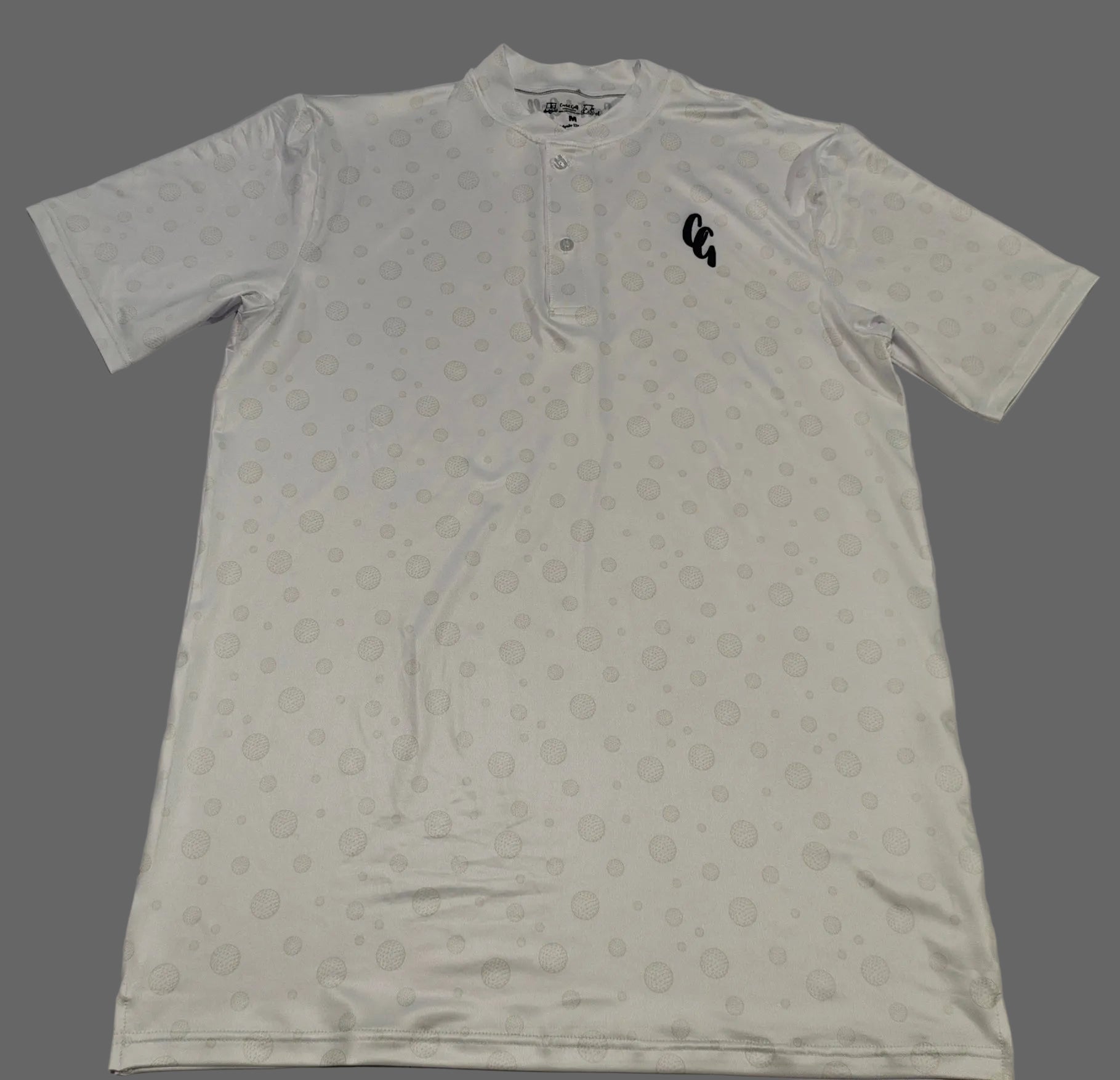 White w/Grey Golf Balls Blade Collar Polo
