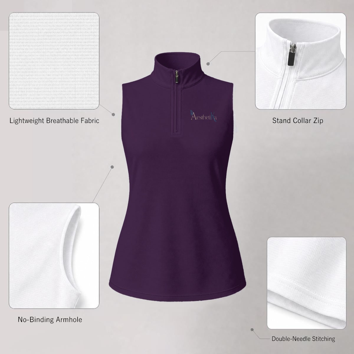 All-Over Print Women’s Sleeveless Sun-Protection Sports Polo