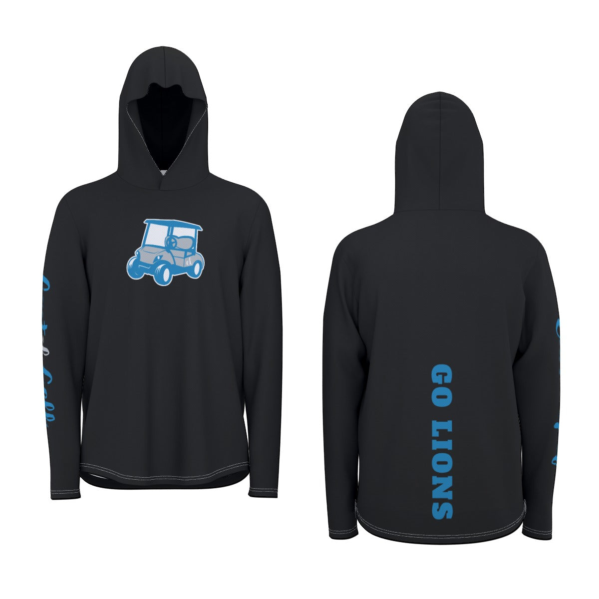 "Go Lions" All-Over Print Men's Sunscreen Sports Hoodie With Thumb Holes