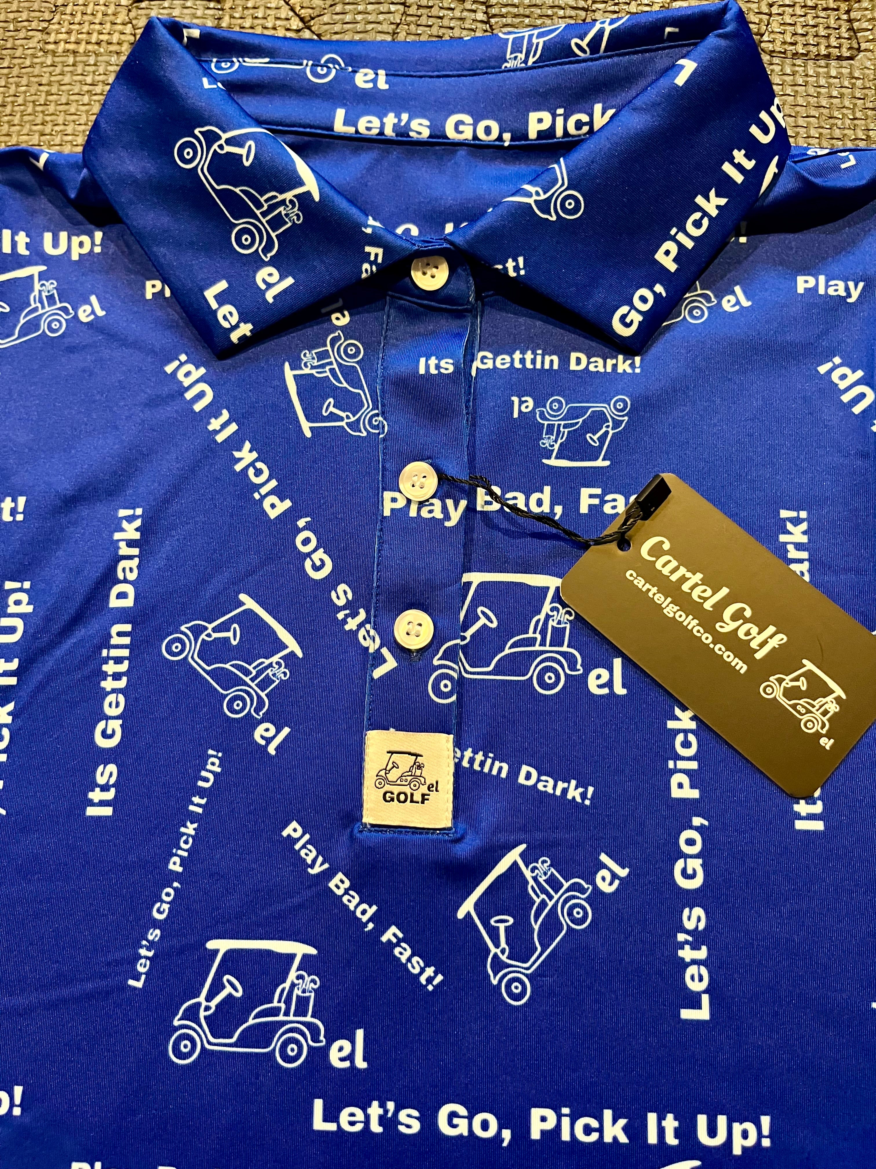 Play Bad,Fast/Its Gettin Dark/Let's Go Pick it up Blue Sleeveless Polo