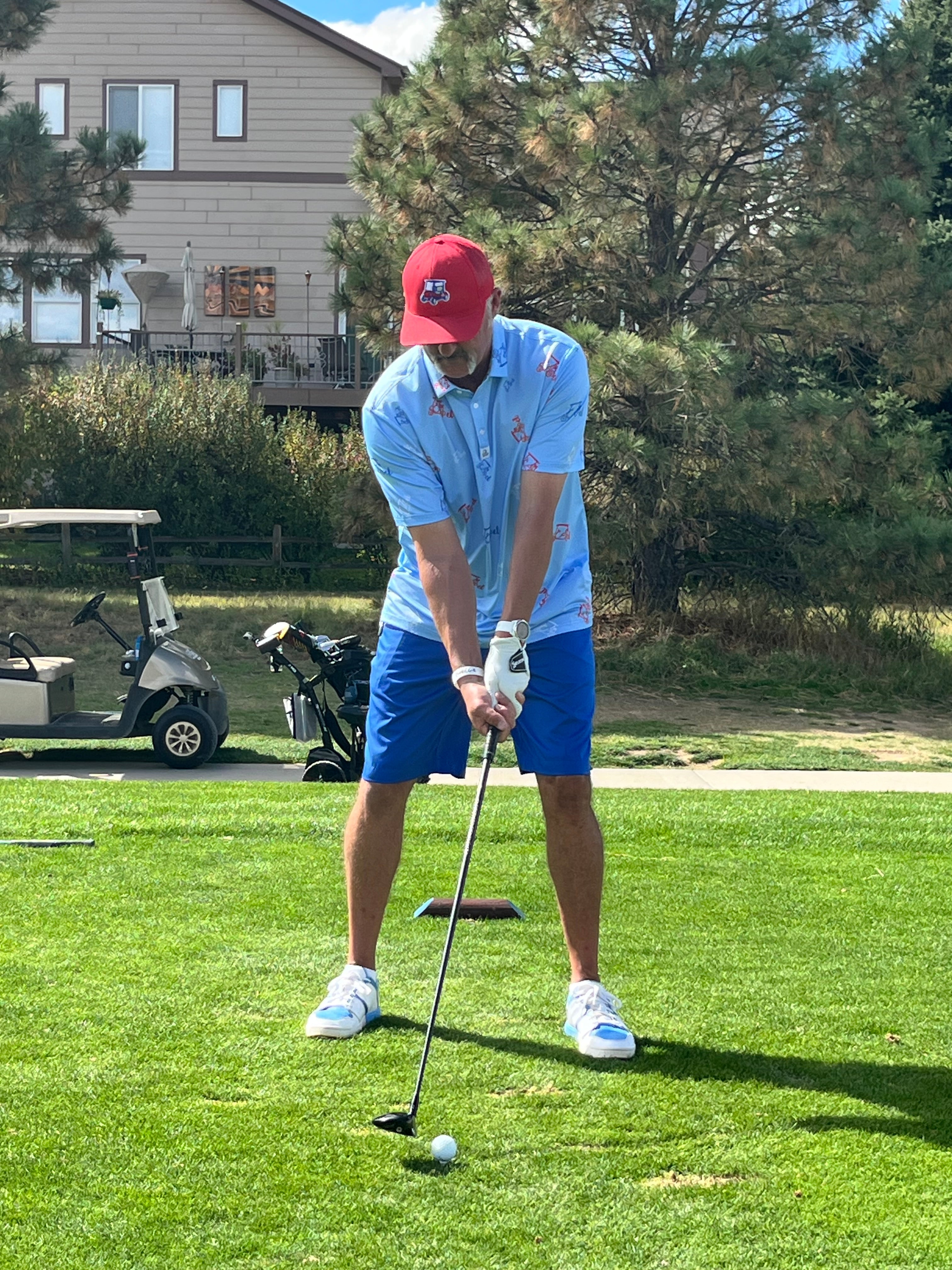 "Red/White/Blue" Baby Blue Polo