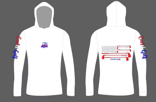 Lightweight Long Sleeve Hooded Shirt "White USA PRIDE"