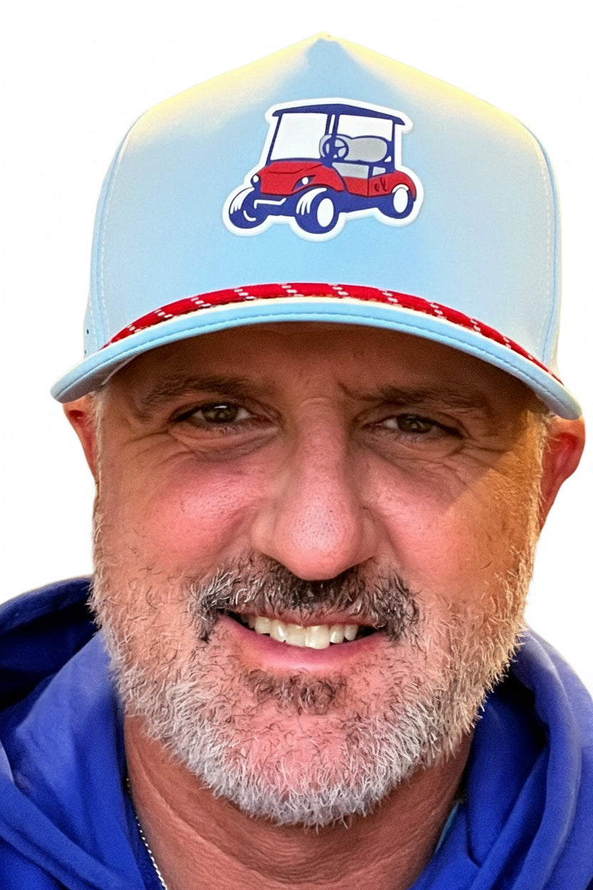 Baby Blue Rope Hat w/Rubber USA Themed Cart