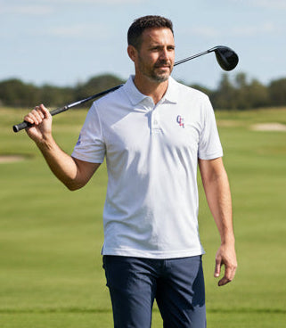 Solid White USA Themed Polo