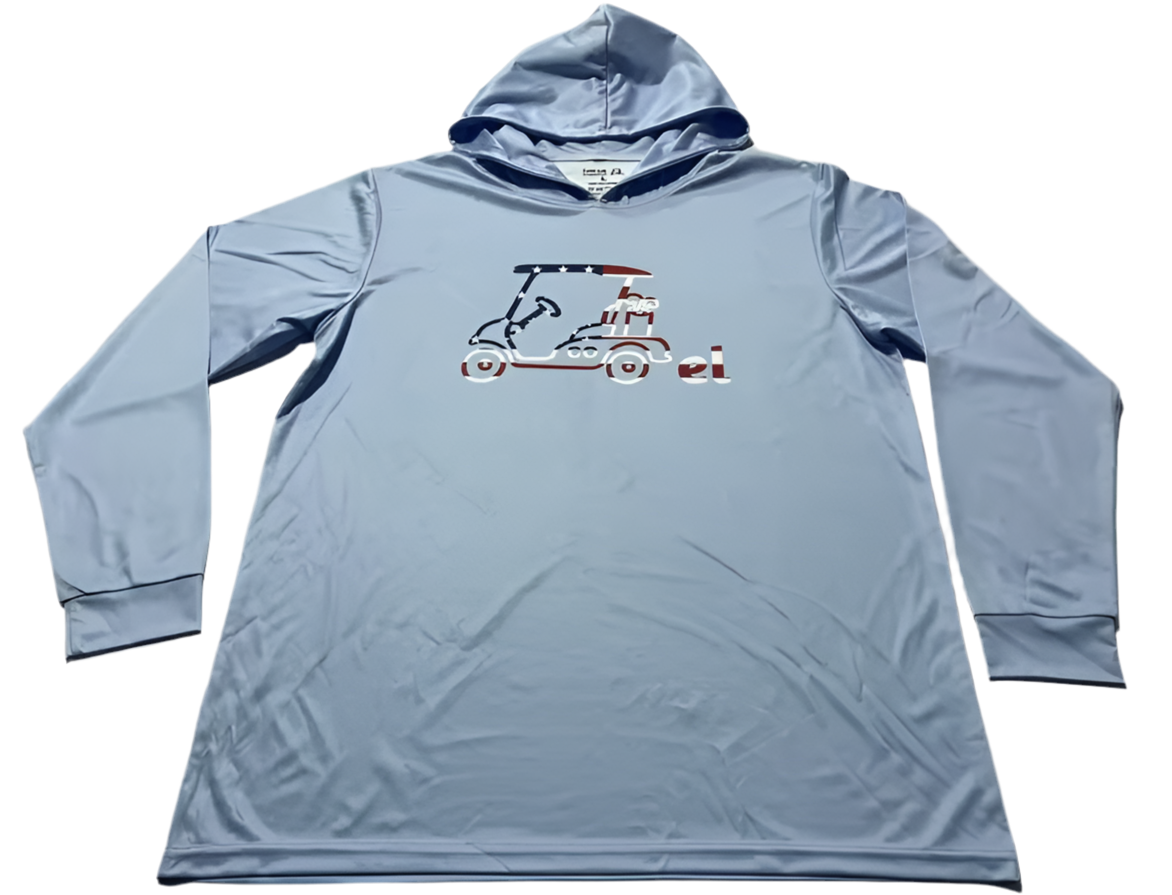 Lightweight Long Sleeve Hooded Shirt "Baby Blue USA PRIDE"