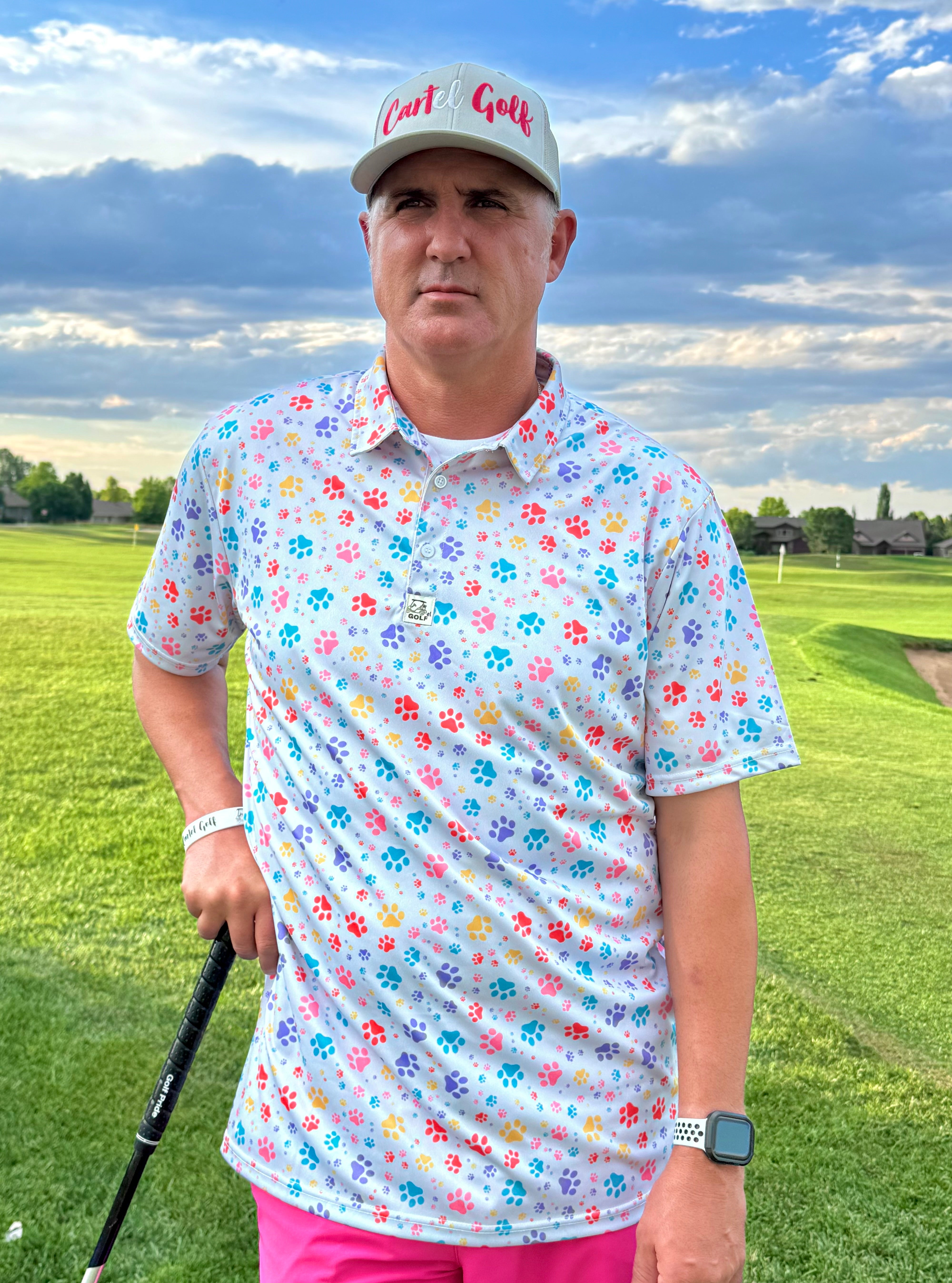 Colorful "PAWS" Silver Polo
