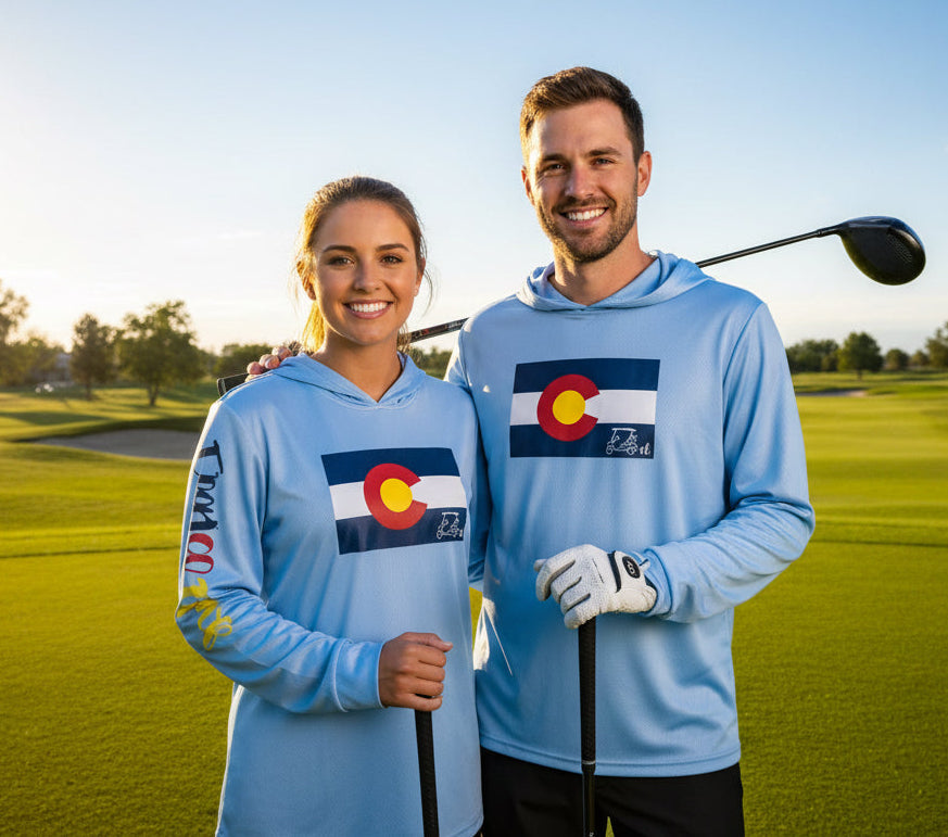 Lightweight Long Sleeve Hooded Shirt "Baby Blue Colorado Pride"