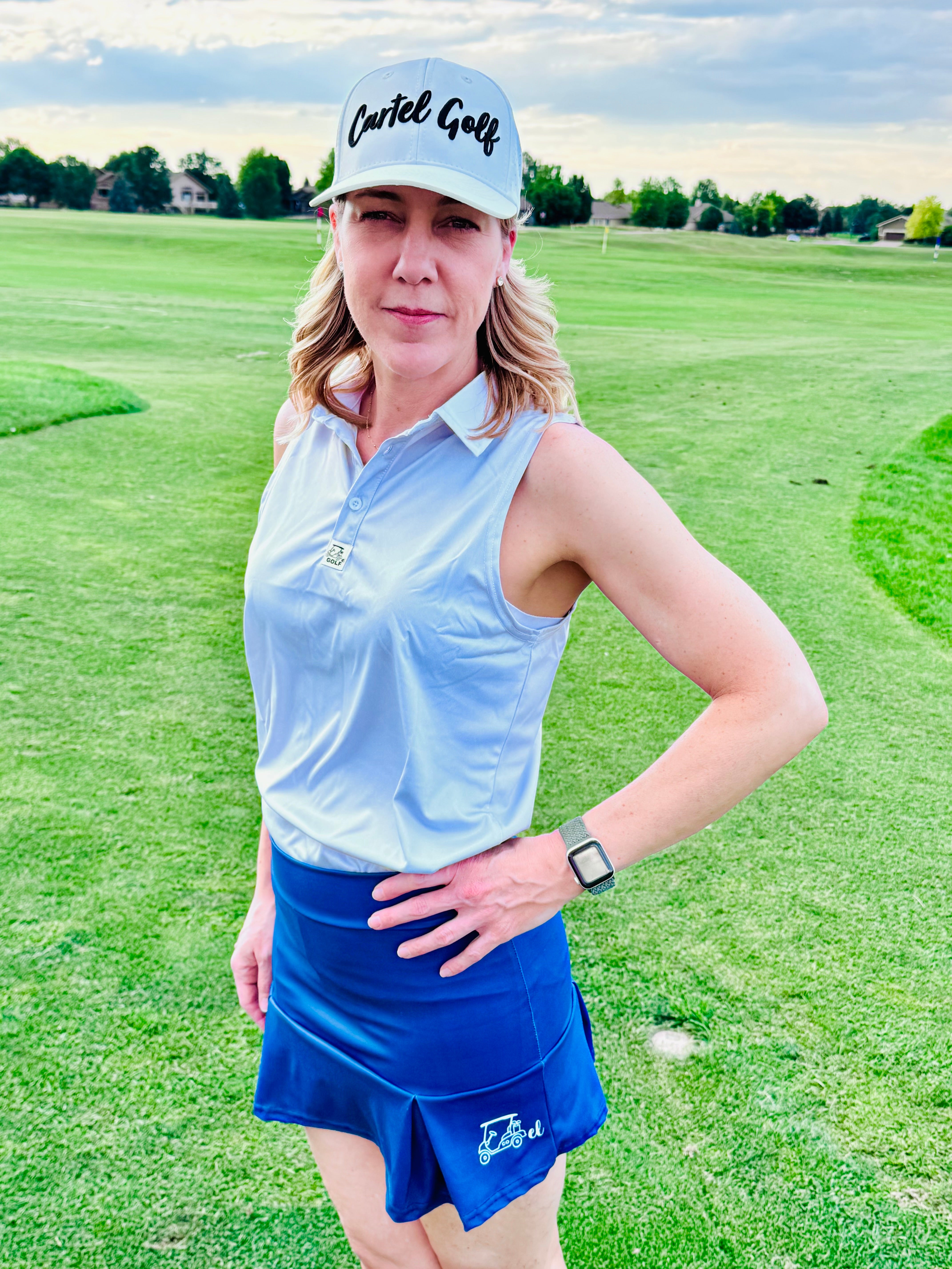 Grey Sleeveless Polo with Colorful Logo