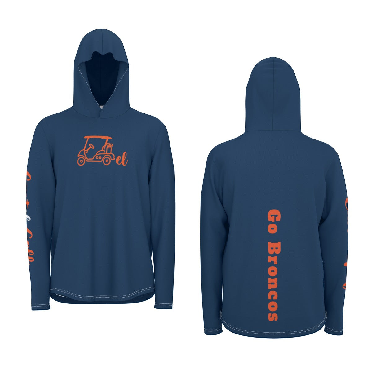 "Go Broncos" Sunscreen  Sports Hoodie With Thumb Holes