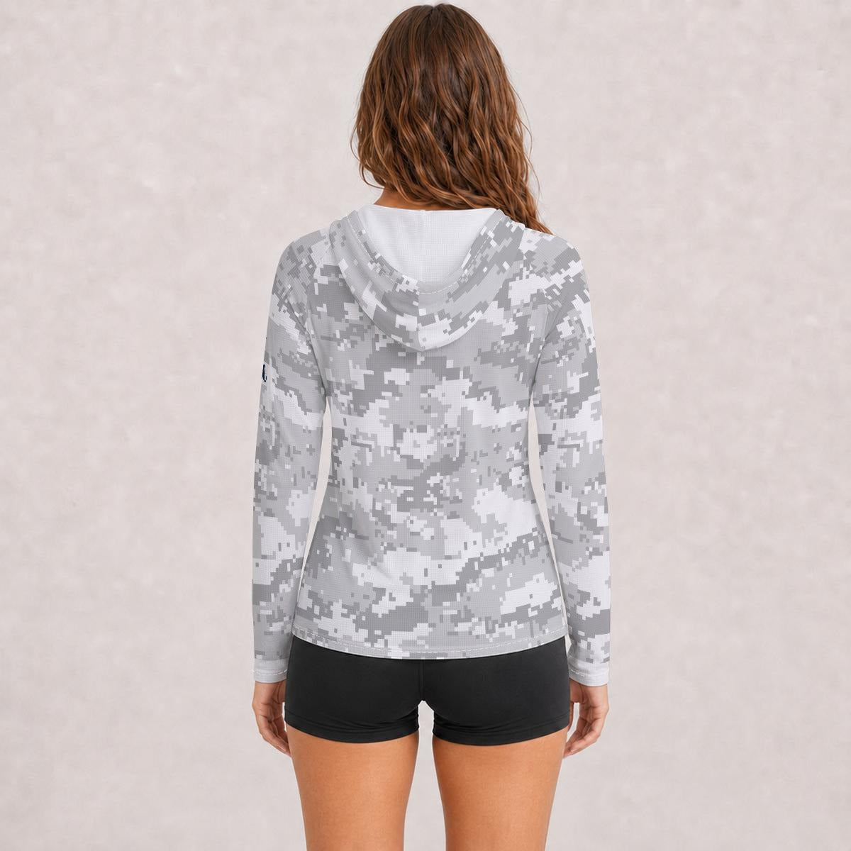 All-Over Print Women's Hooded Raglan Sun Performance Shirt With Long Sleeve "HARDROCKER GOLF" Camo