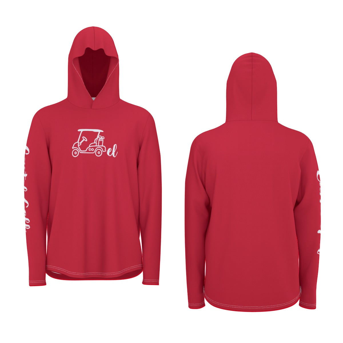 Cartel Golf Red All-Over Print Unisex Sunscreen  Sports Hoodie With Thumb Holes