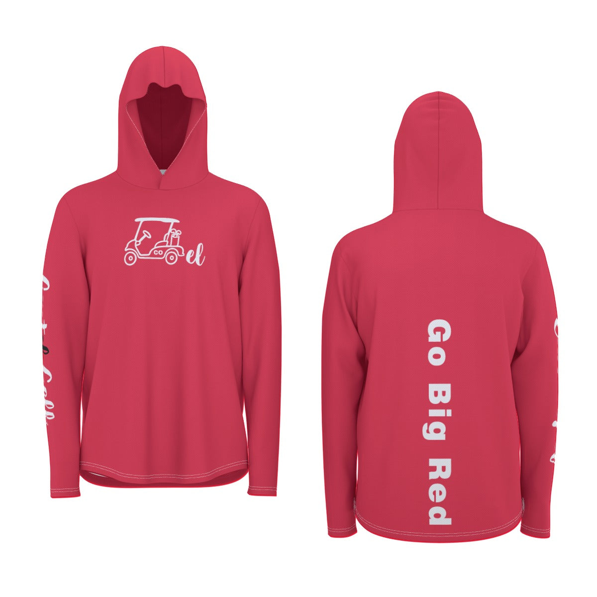 Cartel Golf "Go Big Red" All-Over Print Men's Sunscreen  Sports Hoodie With Thumb Holes