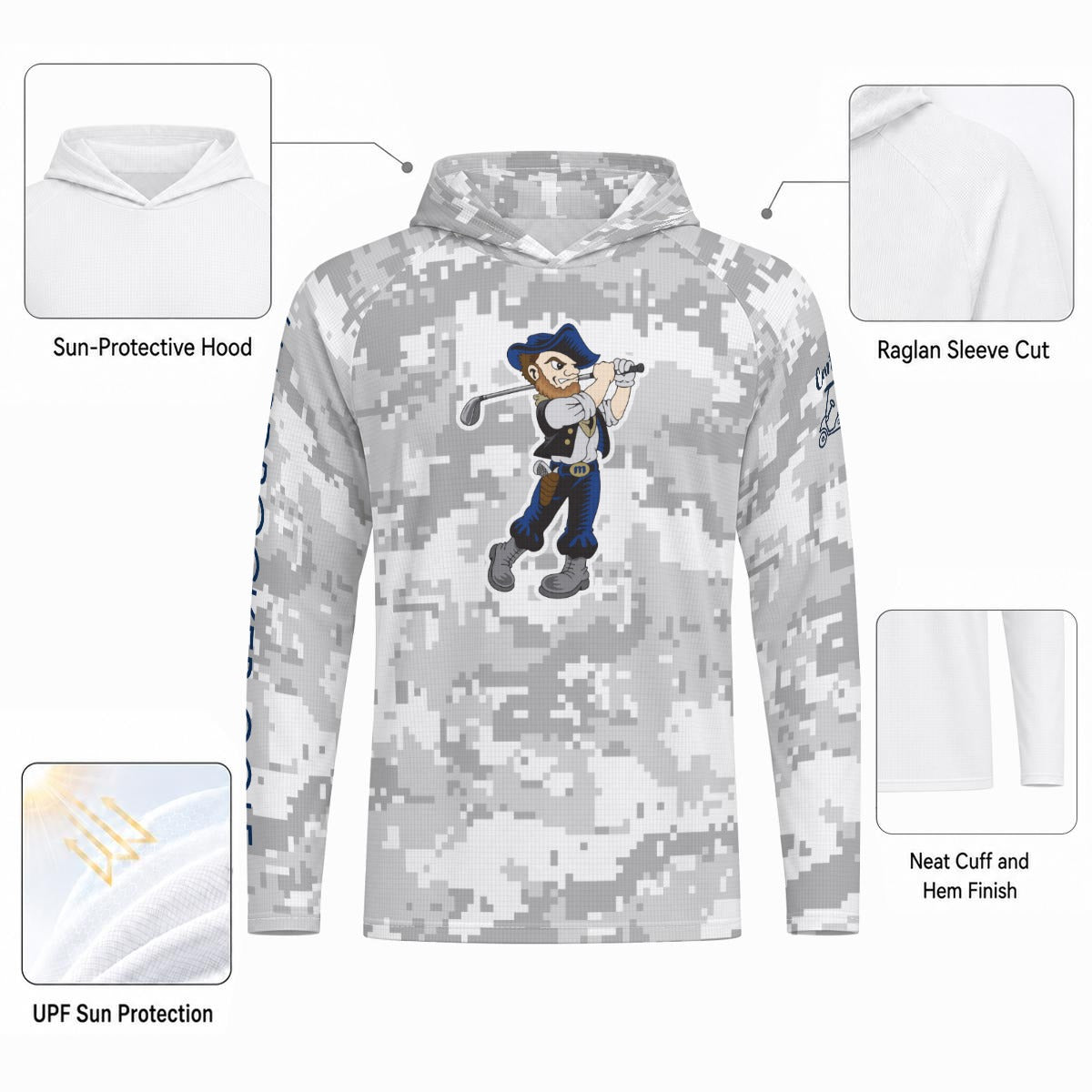 All-Over Print Men's Sun Performance Hooded Shirt "HARDROCKER GOLF" Camo