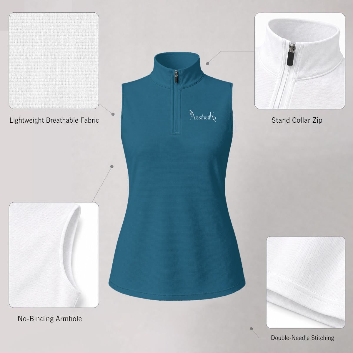 All-Over Print Women’s Sleeveless Sun-Protection Sports Polo