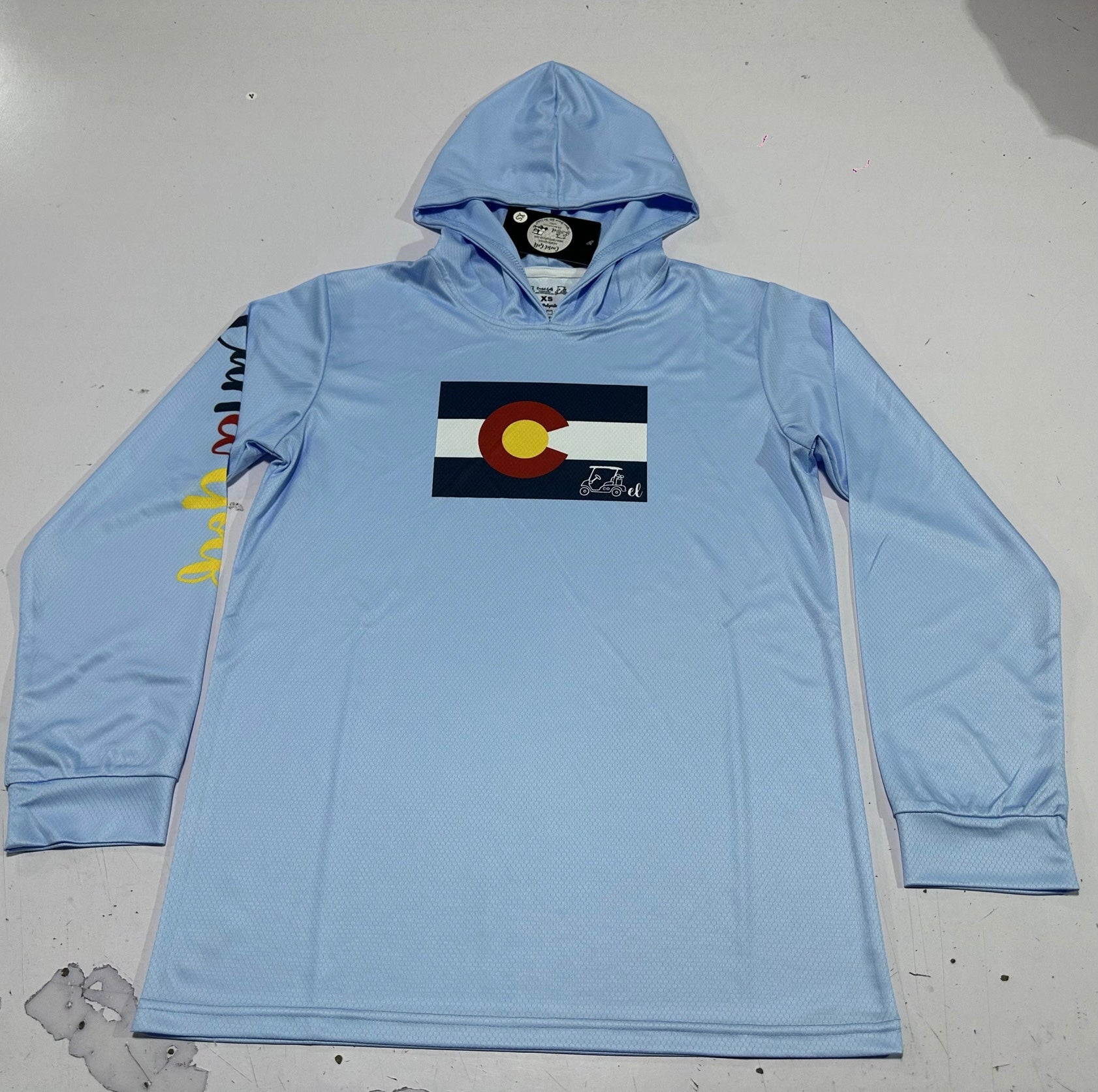 Lightweight Long Sleeve Hooded Shirt "Baby Blue Colorado Pride"