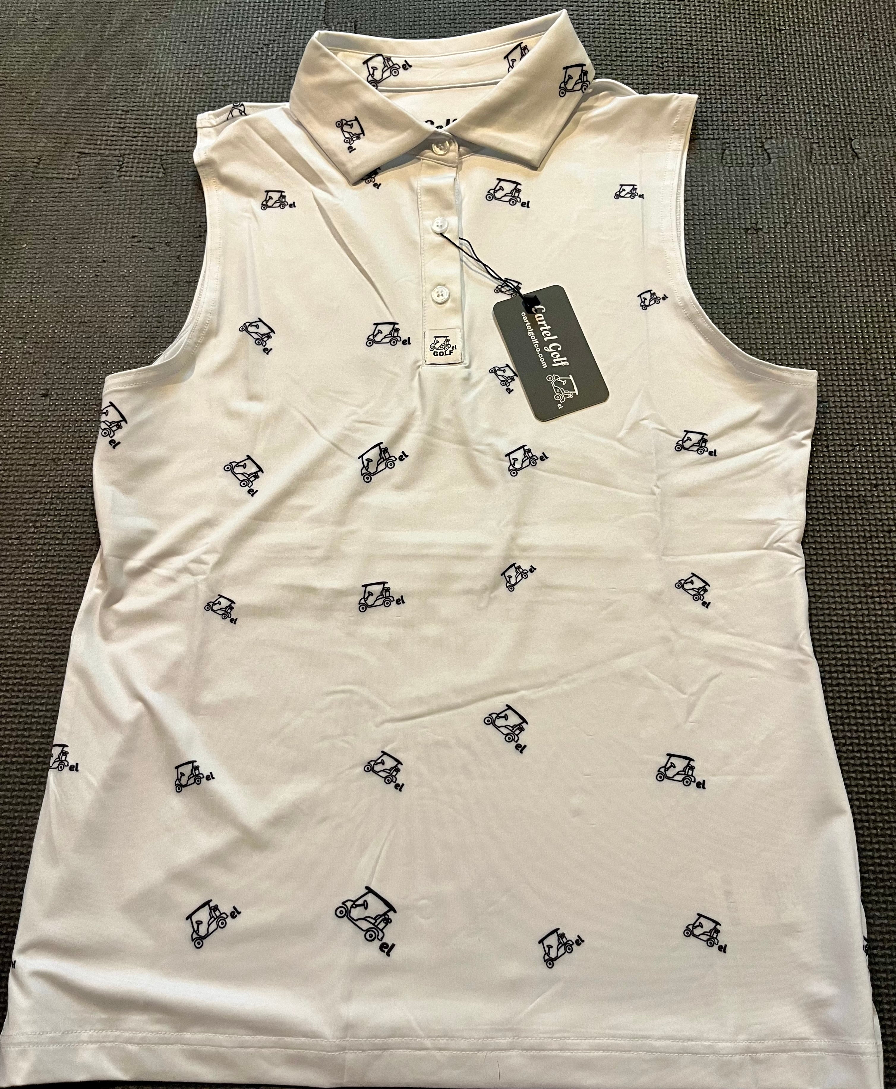 Cartel Golf's Signature White Sleeveless Women's Polo