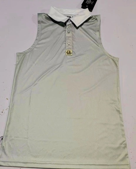 Grey Sleeveless Polo with Colorful Logo