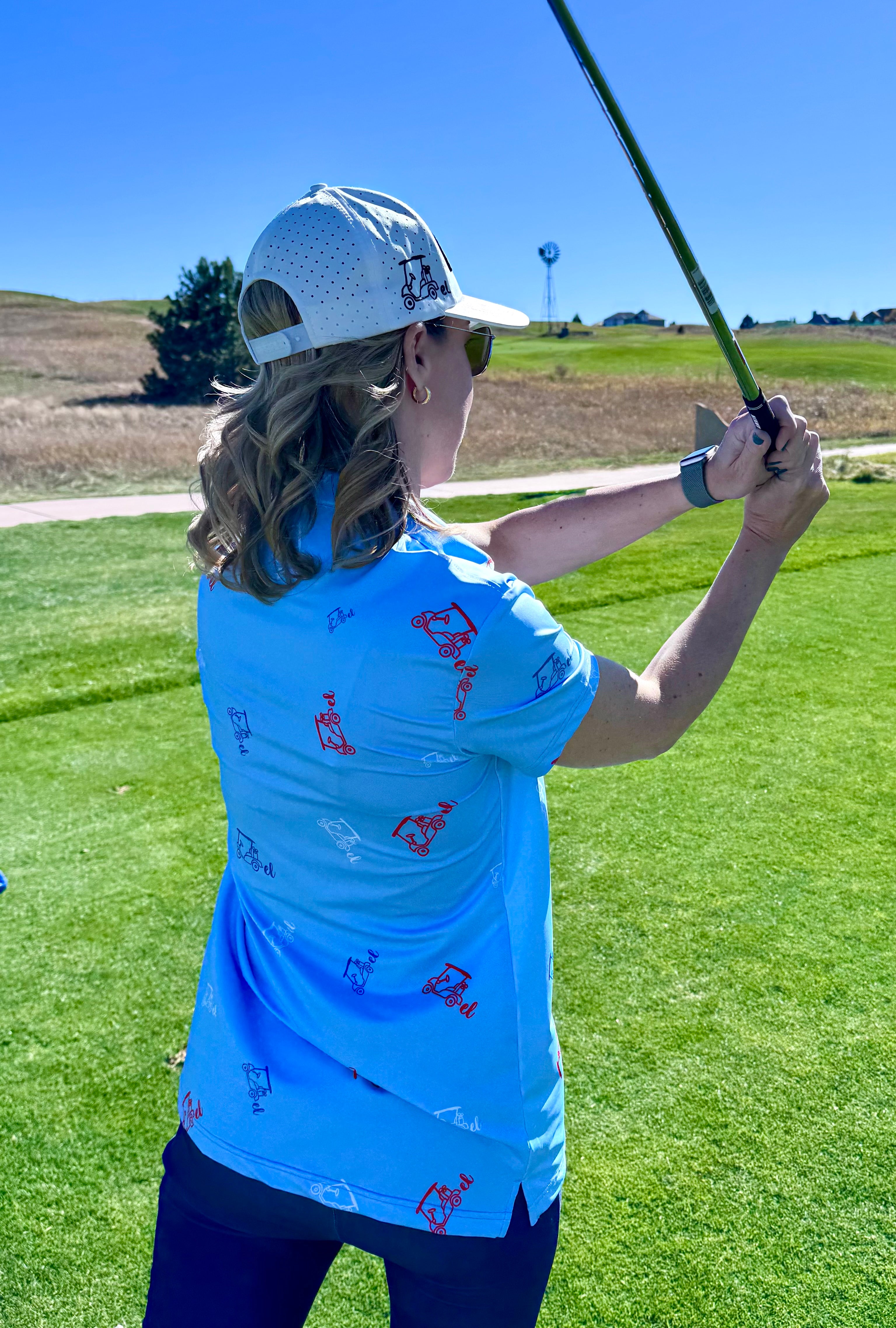 "Red/White/Blue" Baby Blue Polo