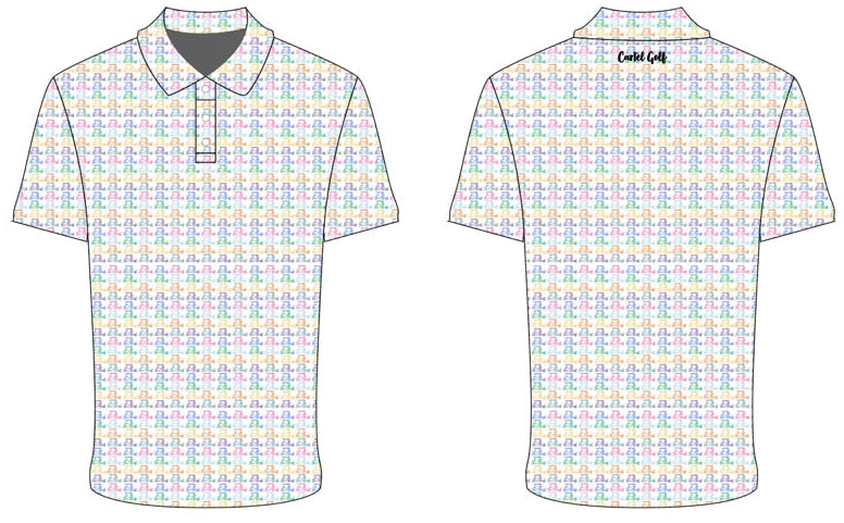 White w/Colorful Carts Polo