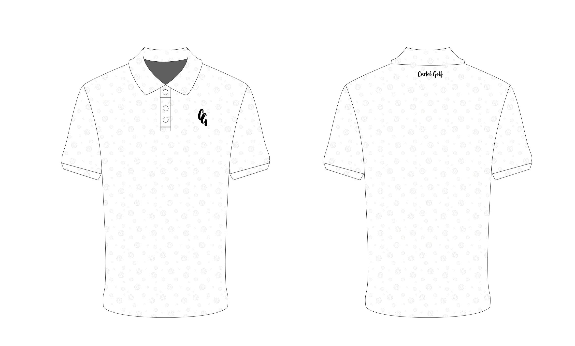 White w/Grey Golf Balls Blade Collar Polo