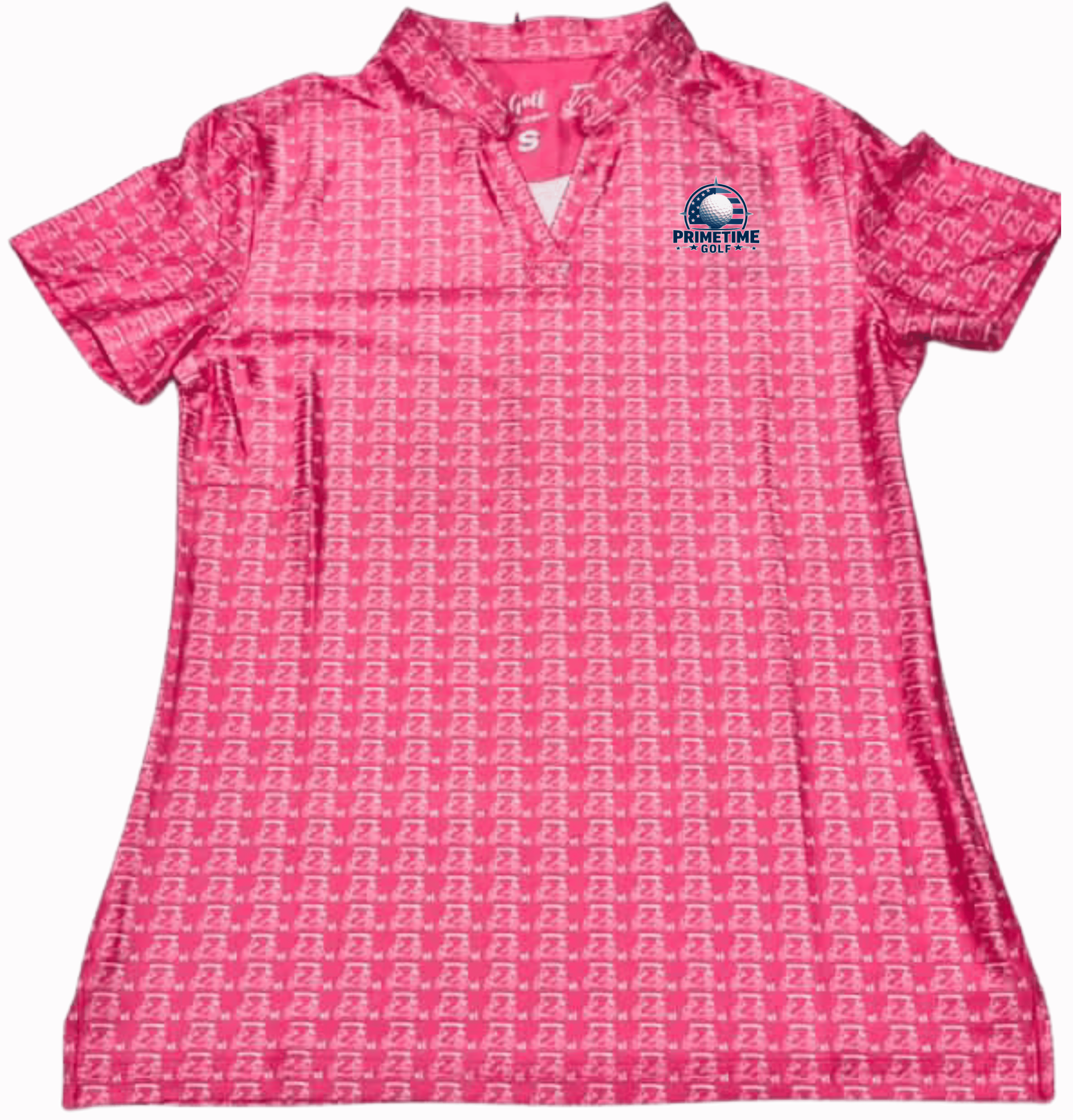 PRESALE Women's Pink Polo w/White Carts "Primetime Golf" PRESALE