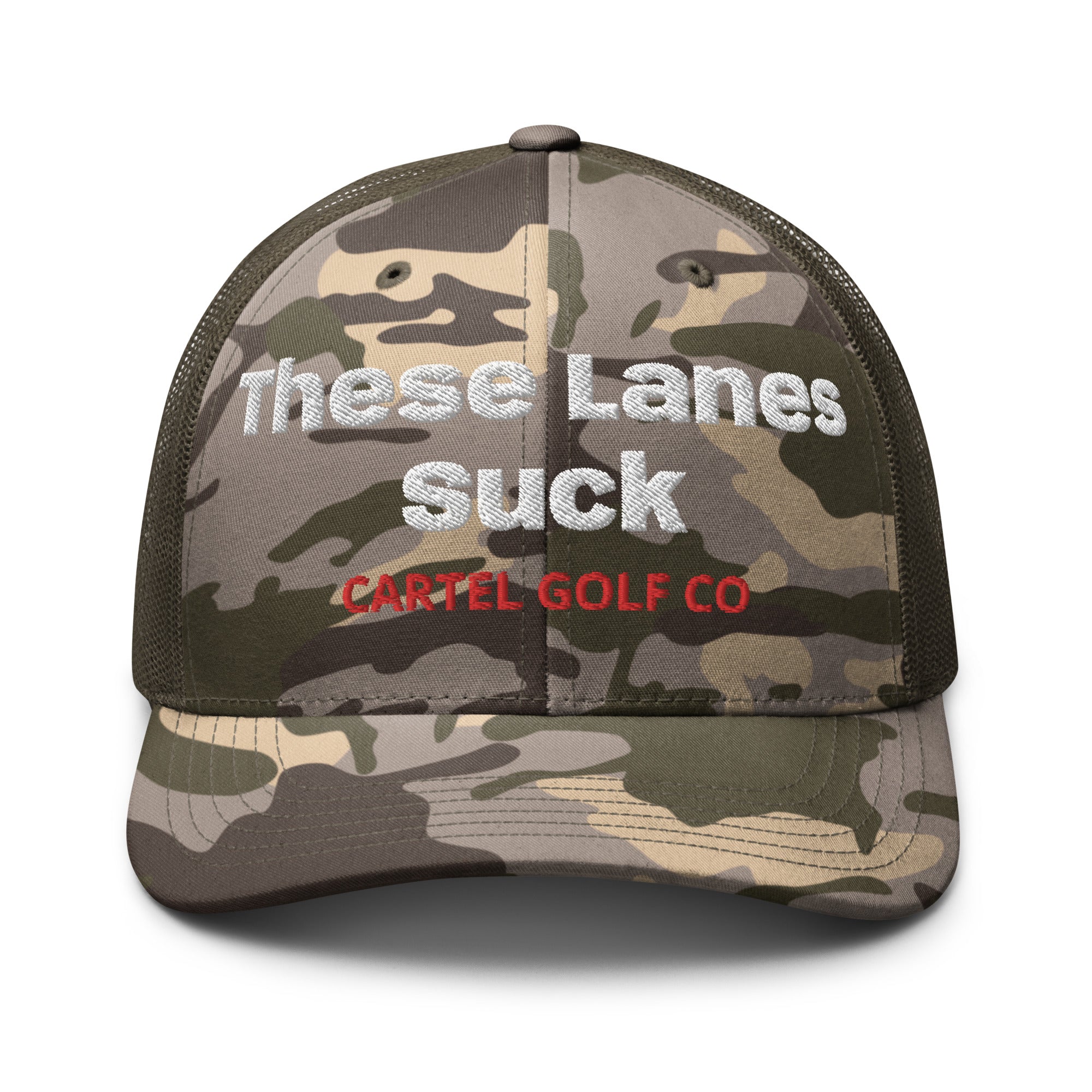 Camouflage trucker hat "These Lanes Suck"