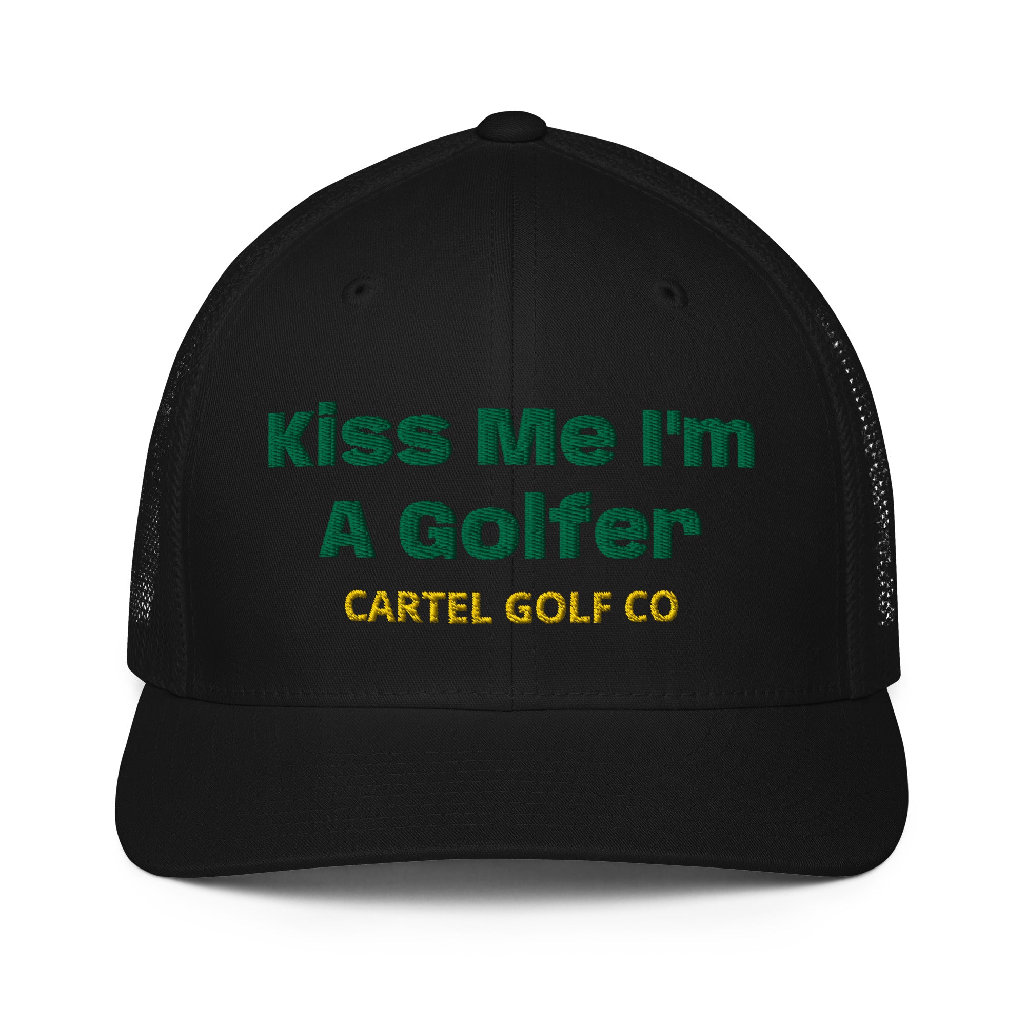 Closed-back trucker cap "Kiss Me I'm A Golfer"