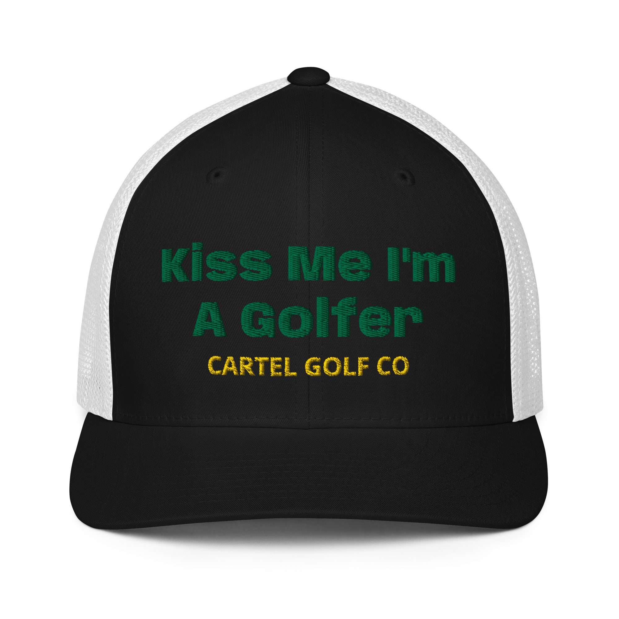 Closed-back trucker cap "Kiss Me I'm A Golfer"