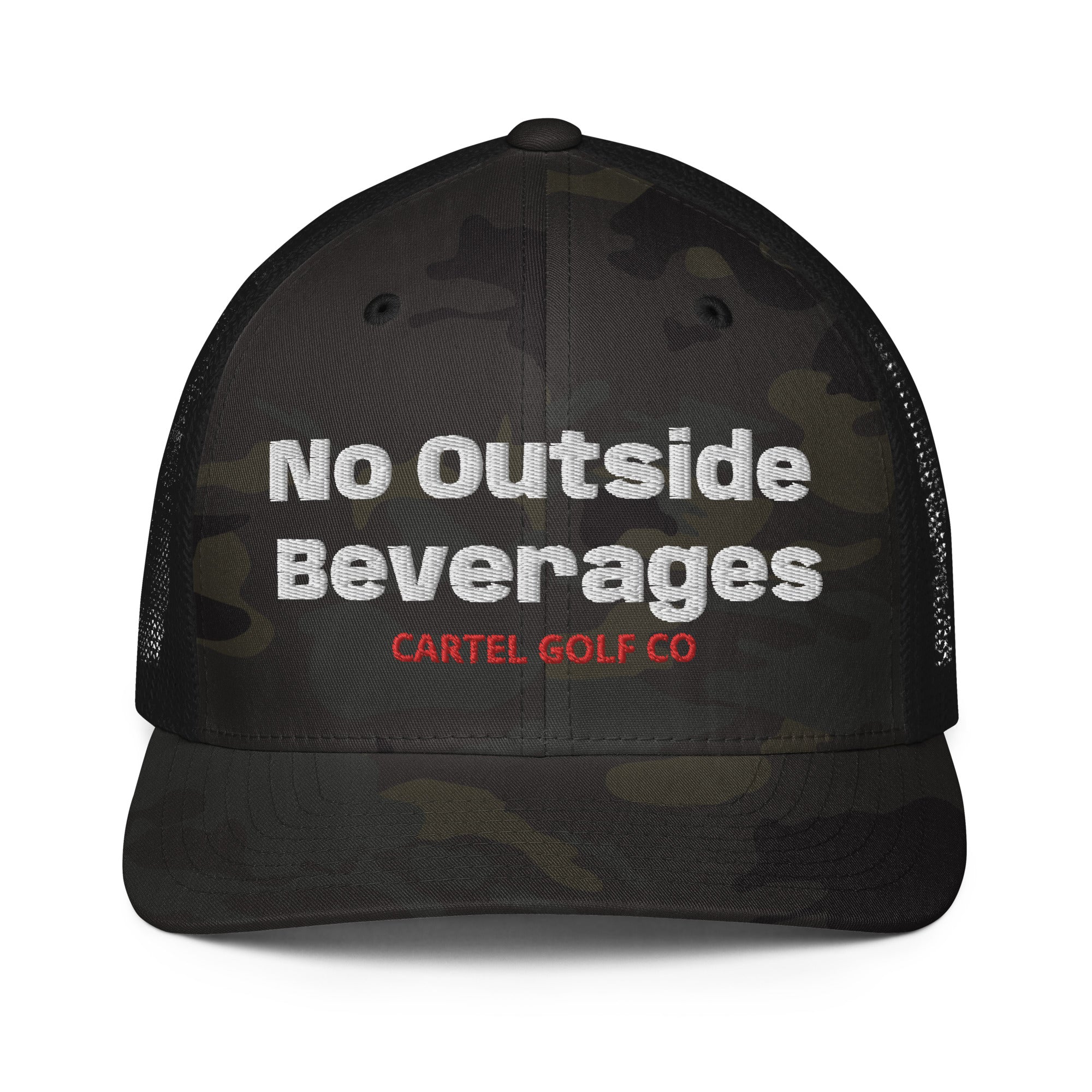 Closed-back trucker cap "No Outside Beverages"