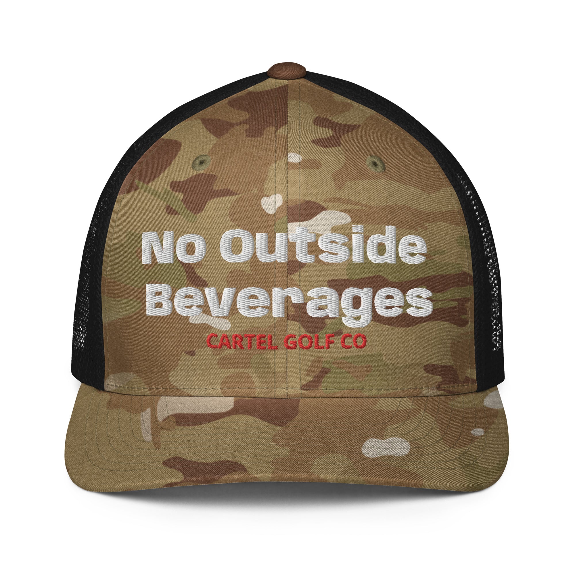 Closed-back trucker cap "No Outside Beverages"