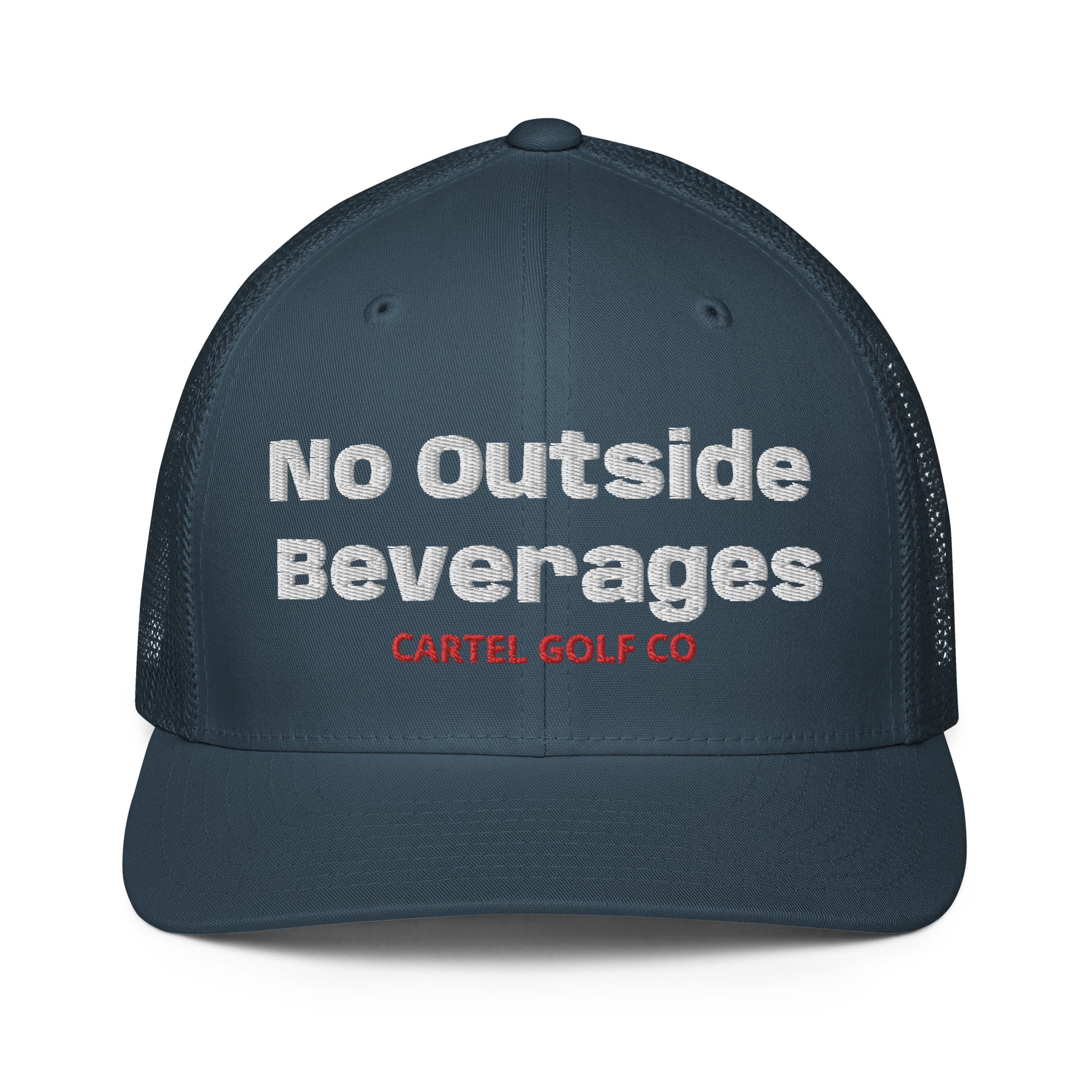 Closed-back trucker cap "No Outside Beverages"