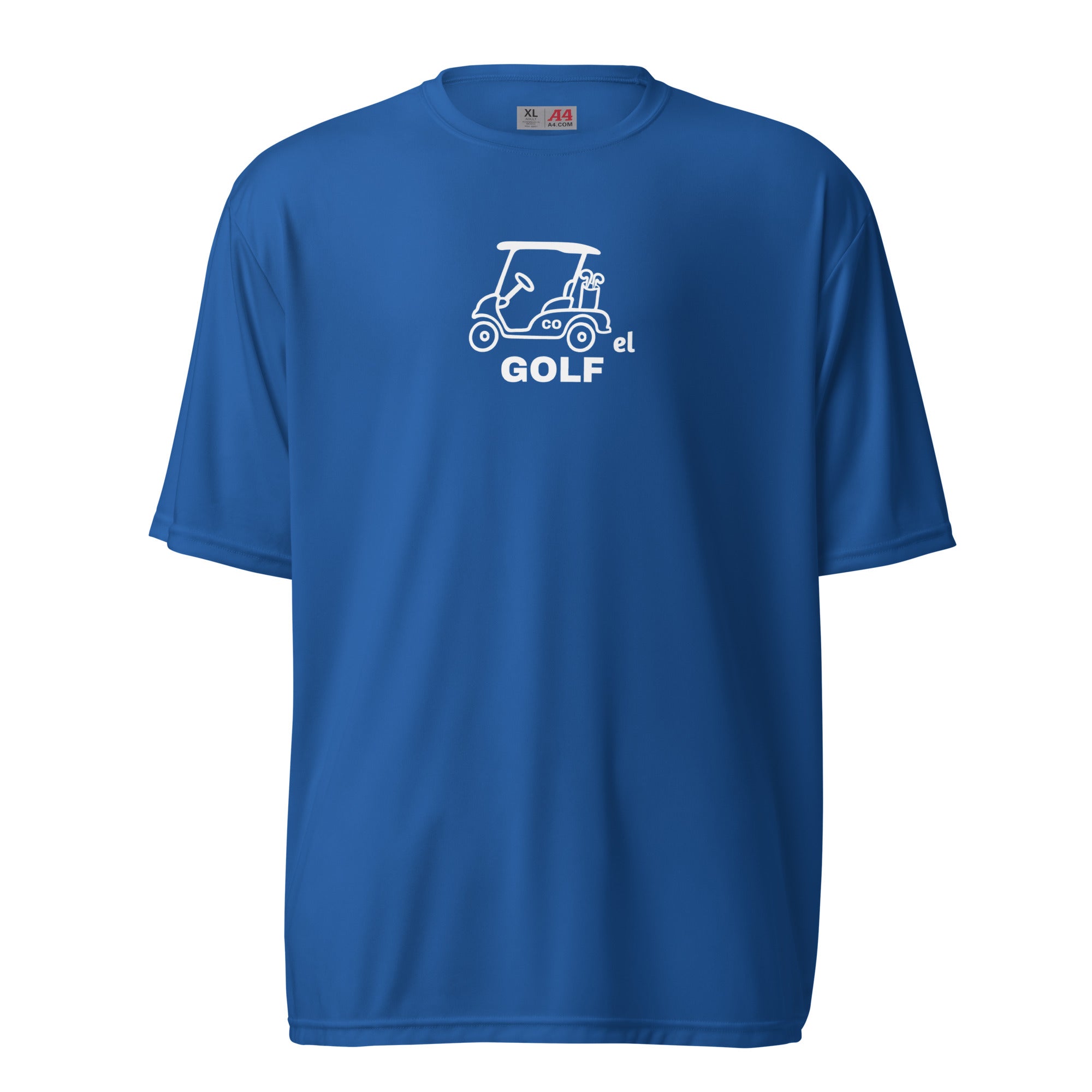 Unisex performance crew neck t-shirt "Born to golf, forced to work"